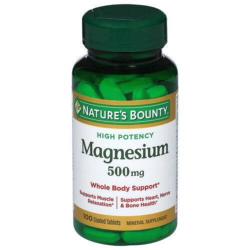 Nature's Bounty Magnesium, High Potency, 500 mg, Coated Tablets