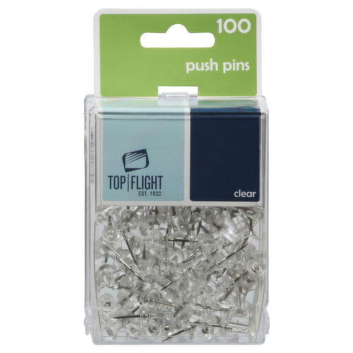 Top Flight Push Pins, Clear