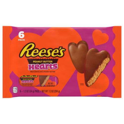 Reese's Hearts, Peanut Butter, 6 Pack