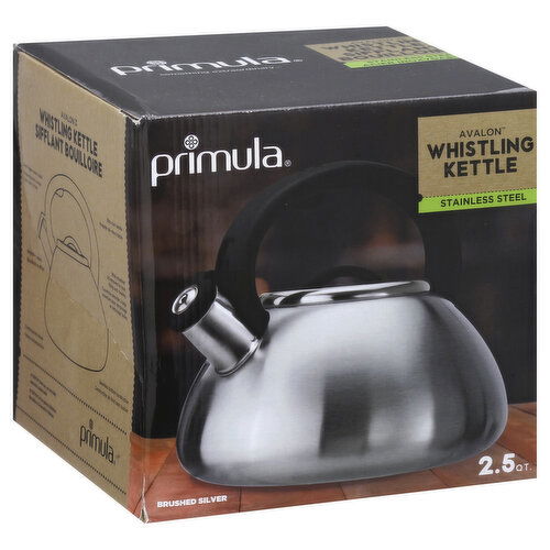 Primula Avalon Whistling Kettle, Brushed Silver, 2.5 Quarts