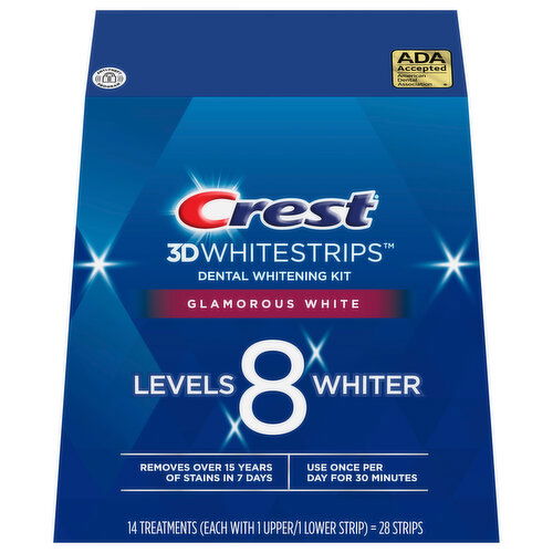 Crest 3D WhiteStrips Dental Whitening Kit, Glamorous White