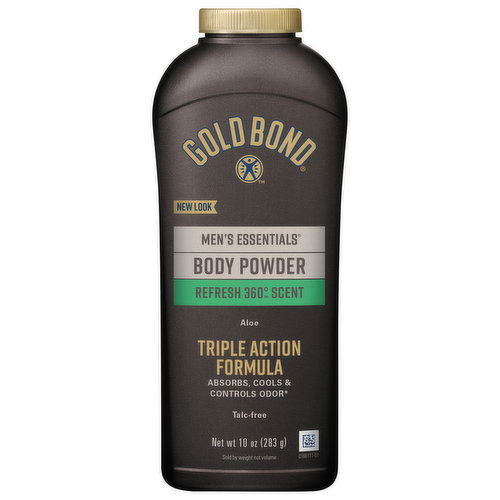 Gold Bond Men's Essentials Body Powder, Refresh 360 Degrees Scent