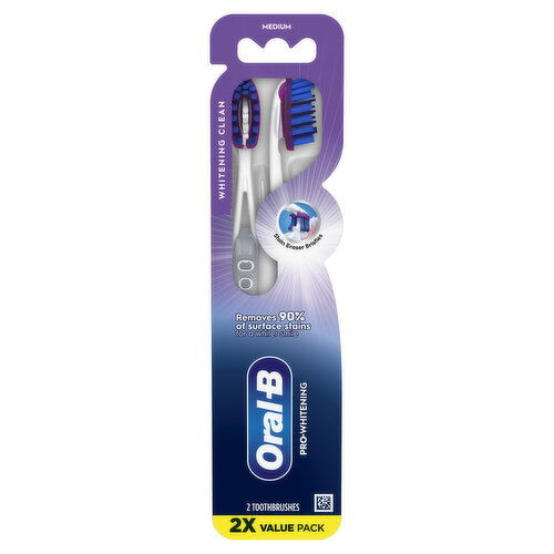 Oral-B Luxe Pro Whitening Toothbrushes, Medium, 2 Count