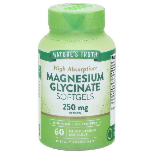 Nature's Truth Magnesium Glycinate, High Absorption, 250 mg, Softgels