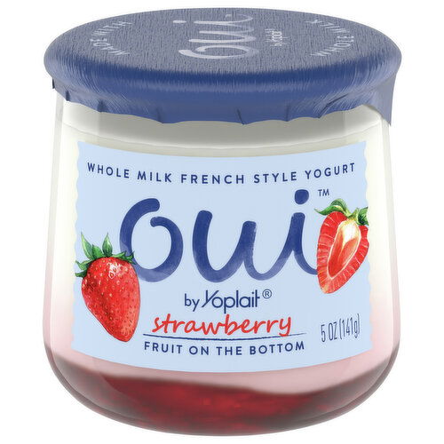 Oui Yogurt, Strawberry, Fruit on the Bottom, Whole Milk French Style