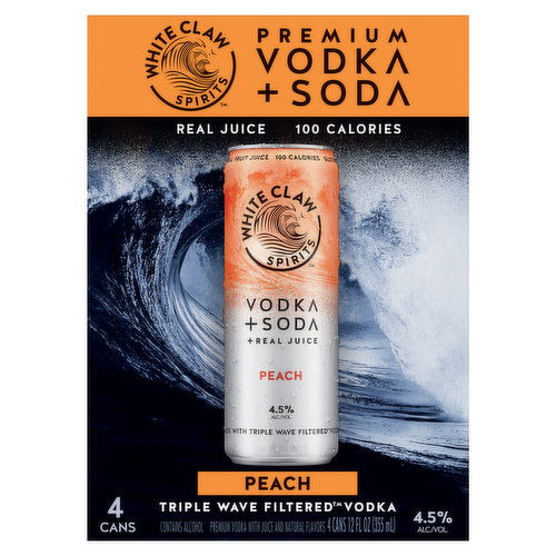 White Claw Spirits Vodka + Soda, Premium, Peach