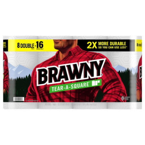 Brawny Paper Towels, Tear-A-Square, 2-Ply