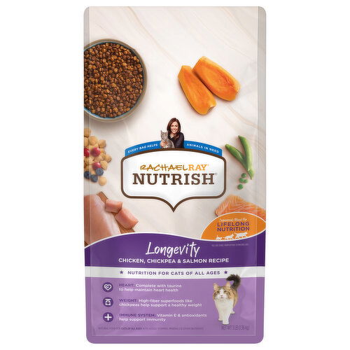 Rachael Ray Nutrish Natural Longevity All Ages Chicken, Chickpea & Salmon Recipe Cat Food