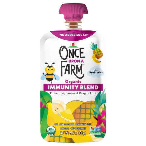 Once Upon a Farm Immunity Blend, Organic, Pineapple, Banana & Dragon Fruit