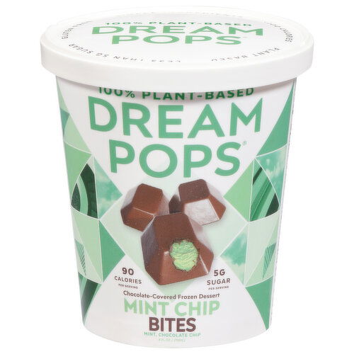 Dream Pops Frozen Dessert, Chocolate Covered, Mint Chip, Bites