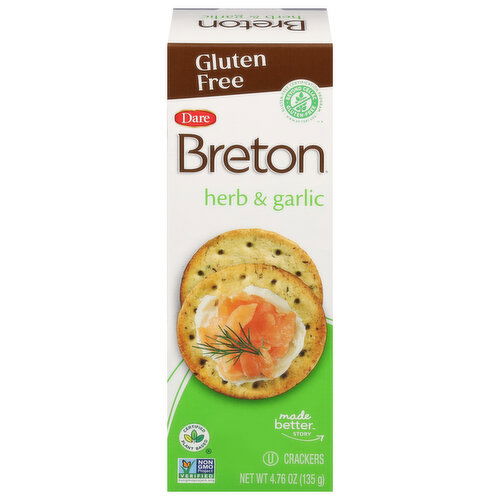 Breton Crackers, Gluten Free, Herb & Garlic