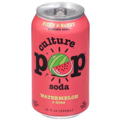 Culture Pop Probiotic Soda, Watermelon & Lime, Fizzy & Gutsy