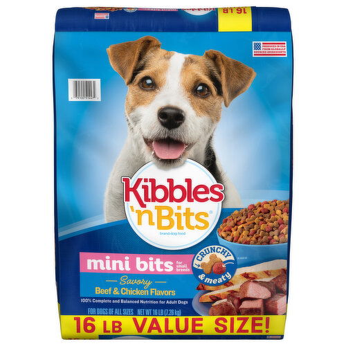 Kibbles 'n Bits Dog Food, Savory Beef & Chicken Flavors, Mini Bits