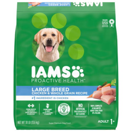 IAMS Proactive Health Dog Food, Super Premium, Chicken & Whole Grain Recipe, Large Breed, Adult 1+