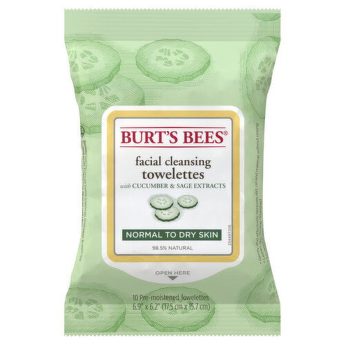 Burts Bees Baby Towelettes, Pre-Moistened, Facial Cleansing