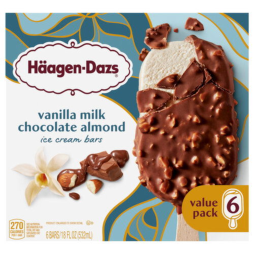 Haagen-Dazs Ice Cream Bars, Vanilla Milk Chocolate Almond, Value Pack