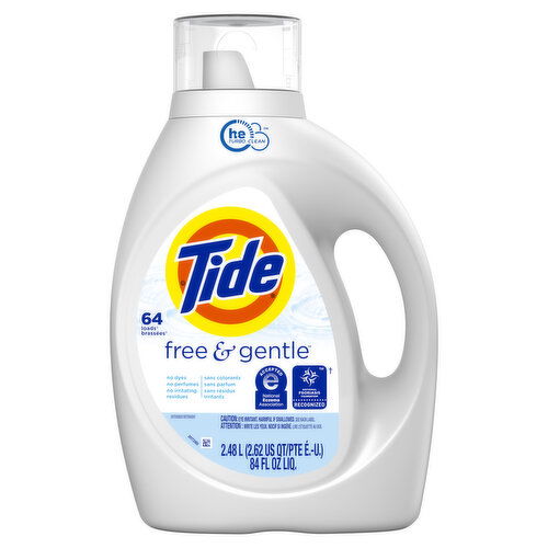 Tide Free & Gentle Liquid Laundry Detergent, 84 fl oz, 64 Loads