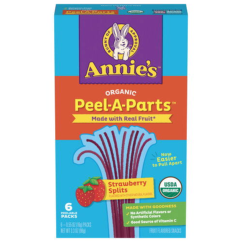 Annie's Peel-A-Parts Fruit Flavored Snacks, Organic, Strawberry Splits