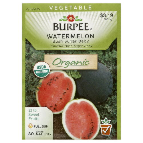 Burpee Seeds, Organic, Watermelon, Bush Sugar Baby