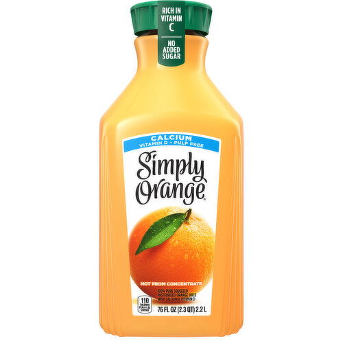 Simply Juice, Calcium, Pulp Free, Orange