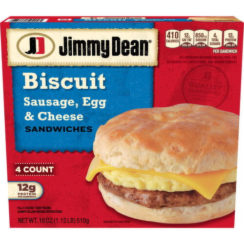 Jimmy Dean Frozen Sausage, Egg & Cheese Biscuit Breakfast Sandwiches