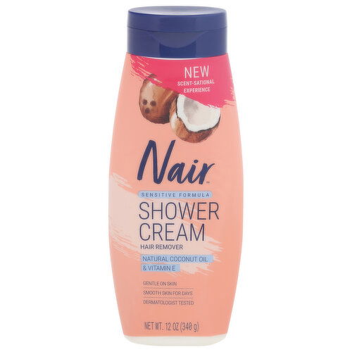 Nair Hair Remover, Natural Coconut Oil & Vitamin E, Shower Cream