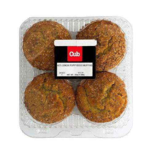 Cub Bakery Lemon Poppy Seed Muffins 4 Count