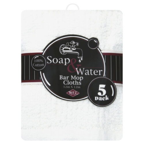 Ritz Bar Mop Cloths, Soap & Water, White, 5 Pack