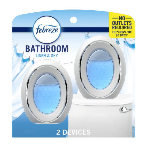 Febreze Bathroom Febreze Bathroom Air Freshener, Odor-Fighting, Linen & Sky, 2ct