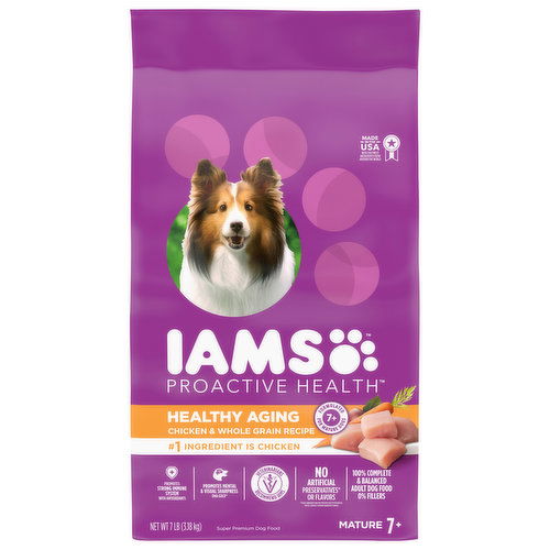 IAMS Proactive Health Dog Food, Super Premium, Chicken & Whole Grain Recipe, Healthy Aging, Mature 7+