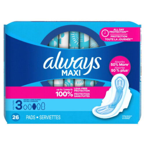 Always Maxi Maxi Pads with Wings, Size 3,