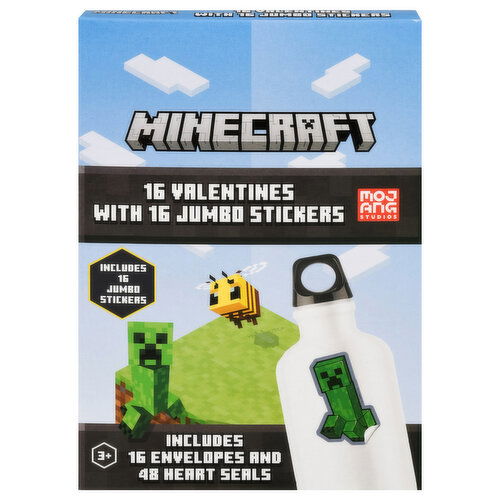 IG Design Group Valentines with Jumbo Stickers, Minecraft