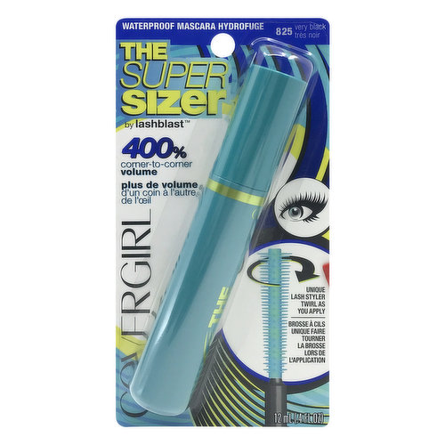 CoverGirl Mascara, The Super Sizer, Waterproof, Very Black 825