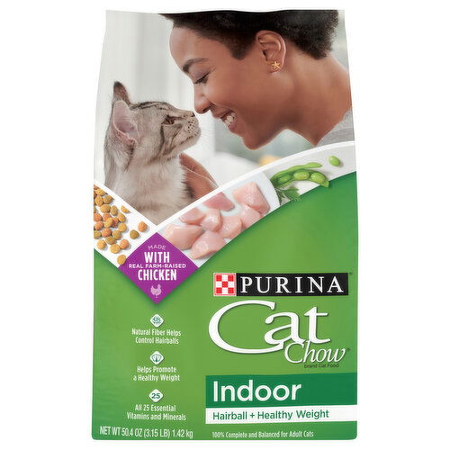 Purina Cat Chow Cat Food, Indoor, Hairball + Healthy Weight, Adult