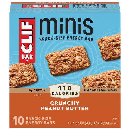 Clif Bar Energy Bars, Crunchy Peanut Butter, Minis, Snack-Size