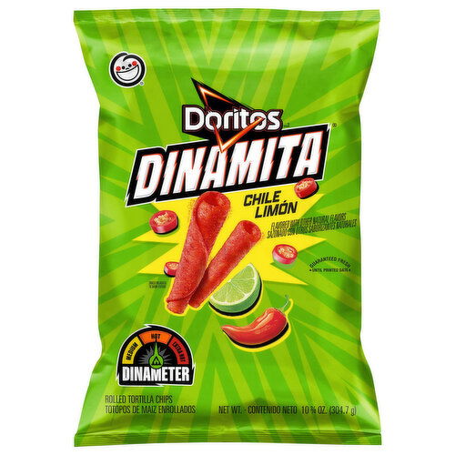 Doritos Dinamita Tortilla Chips, Rolled, Chile Limon, Hot