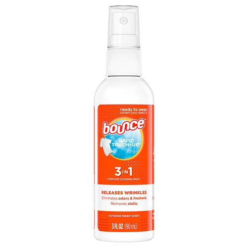 Bounce Rapid Touch-Up Everyday Clothing Spray, Outdoor Fresh Scent, 3 in 1