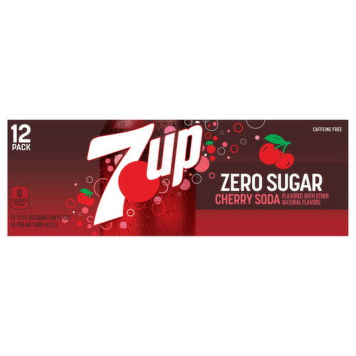 7-UP Soda, Zero Sugar, Cherry, 12 Pack