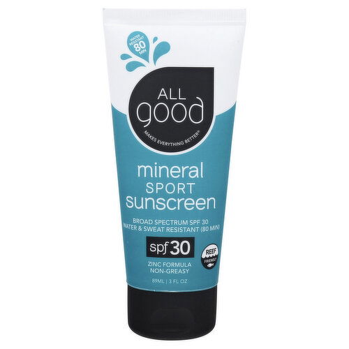 All Good Mineral Sunscreen, Sport, SPF 30