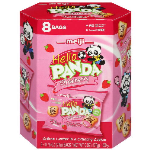 Hello Panda Biscuits, Strawberry, Bite Size