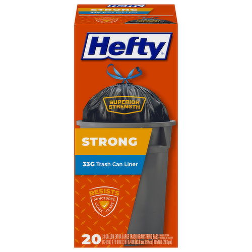 Hefty Strong Trash Drawstring Bags, Extra Large, 33 Gallon