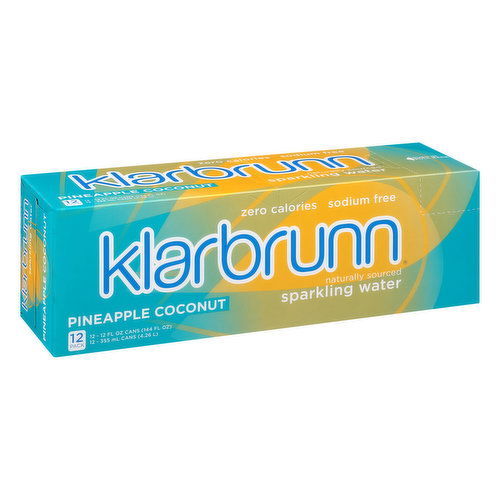 Klarbrunn Sparkling Water, Pineapple Coconut, 12 Pack