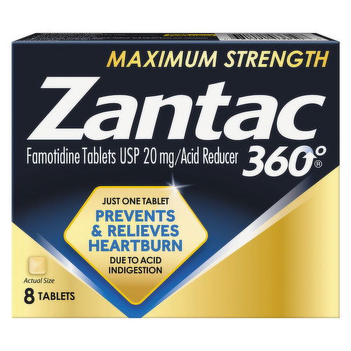 Zantac 360 Acid Reducer, Maximum Strength, 20 mg, Tablets