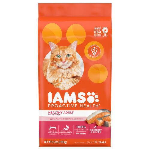 IAMS Proactive Health Cat Nutrition, Premium, with Salmon, Healthy Adult, 1+ Years