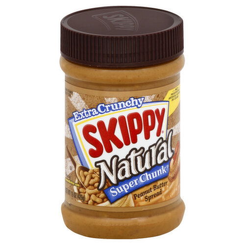 Skippy Natural Peanut Butter Spread, Extra Crunchy, Super Chunk