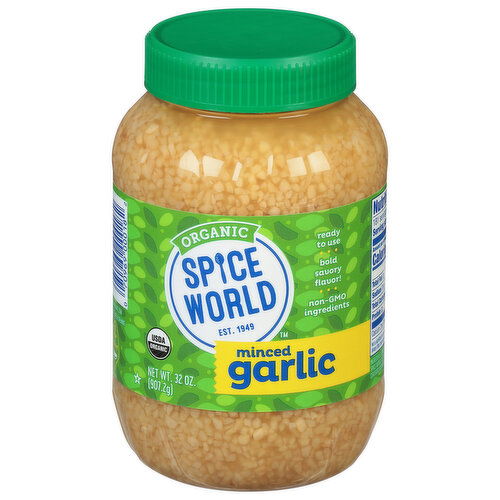 Spice World Garlic, Organic, Minced