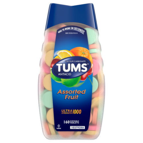 Tums Antacid, Ultra Strength 1000, Assorted Fruit, Tablets