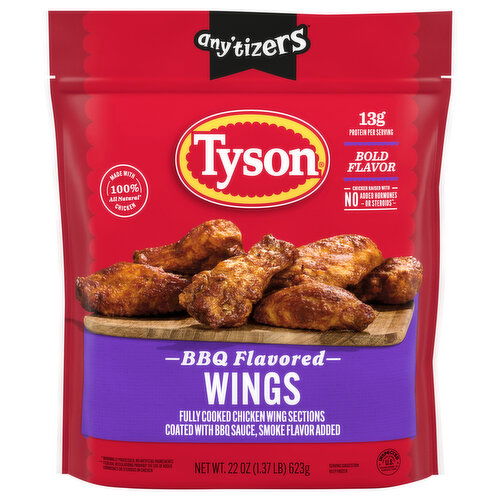 Tyson Any'tizers BBQ Bone-In Chicken Wings, 22 oz. (Frozen)