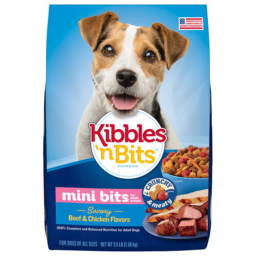 Kibbles 'n Bits Dog Food, Savory Beef & Chicken Flavors, Mini Bits