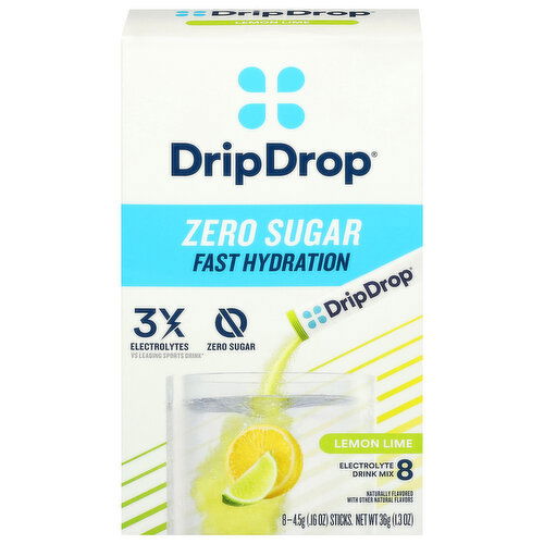 DripDrop Zero Sugar Fast Hydration Lemon Lime Electrolyte Drink Mix